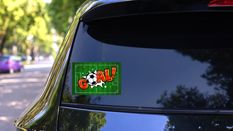 Green Soccer Field Goal Sticker on a Rear Car Window (New) example