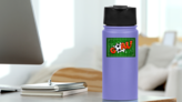 Green Soccer Field Goal Sticker on a Water Bottle (New) example