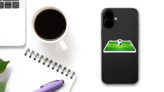 Green Soccer Field Sticker on a Phone (New) example