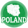 Green Stamp With World Poland Map Sticker
