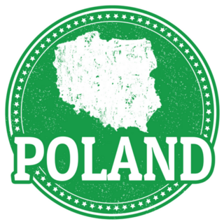 Green Stamp With World Poland Map Sticker