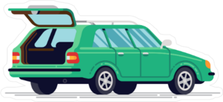 Green Station Wagon Sticker