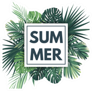 Green Summer Tropical Palm Leaves And Plants Sticker