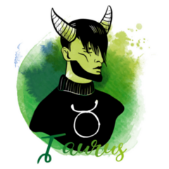 Green Taurus Zodiac Signs Watercolor Sticker