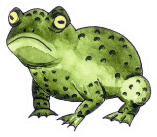Green Ugly Frog With Round Yellow Eyes Sticker