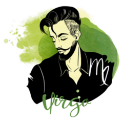 Green Virgo Man Zodiac Sign Watercolor Sticker