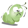 Green Worried Caterpillar Cartoon Sticker