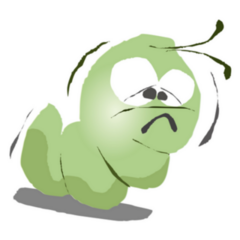Green Worried Caterpillar Cartoon Sticker