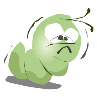 Green Worried Caterpillar Cartoon Sticker