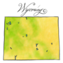 Green Wyoming Map Sticker