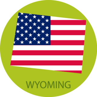 Green Wyoming State Of America With Map Sticker