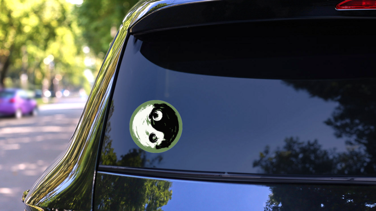 Green Yin & Yang Sticker on a Rear Car Window (New) example