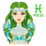 Green Zodiac Sign Pisces Fantastic Princess Sticker