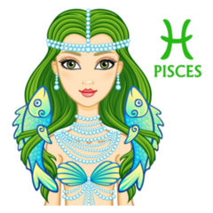 Green Zodiac Sign Pisces Fantastic Princess Sticker