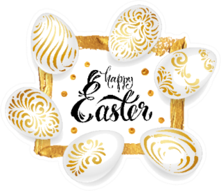 Greeting Card - Happy Easter! Calligraphy And Eggs Sticker