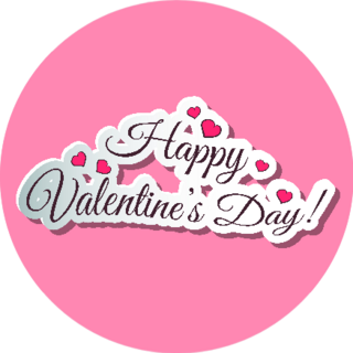 Greeting Card Happy Valentines Day On Pink Sticker