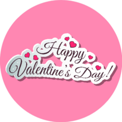 Greeting Card Happy Valentines Day On Pink Sticker