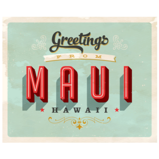 Greeting Card Maui, Hawaii - Vintage Sticker