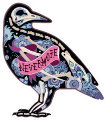 Greeting Card With Colorful Crow Floral Skeletons Sticker