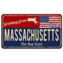 Greeting From Massachusetts Vintage Sign Sticker