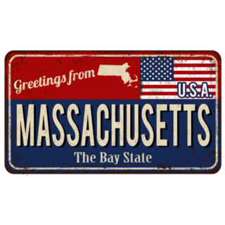 Greeting From Massachusetts Vintage Sign Sticker