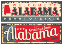 Greetings From Alabama Heart Of Dixie Retro Sign Sticker