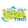 Greetings From Map Of Turkey Landmarks Sticker