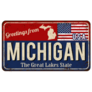 Greetings From Michigan Vintage Rusty Sticker