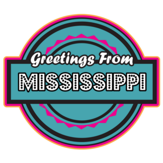 Greetings From Mississippi, Pink and Blue Sticker