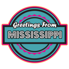 Greetings From Mississippi, Pink and Blue Sticker