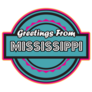 Greetings From Mississippi, Pink and Blue Sticker