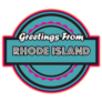 Greetings From Rhode Island, Usa Teal Illustration Sticker