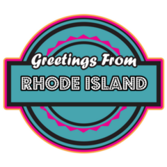 Greetings From Rhode Island, Usa Teal Illustration Sticker