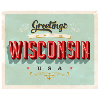 Greetings From Wisconsin  Card USA Illustration Sticker