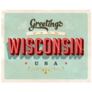 Greetings From Wisconsin  Card USA Illustration Sticker