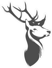 Grey and White Deer Head Sticker