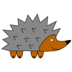 Grey Hedgehog Cartoon Sticker