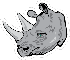 Grey Rhino Mascot Sticker