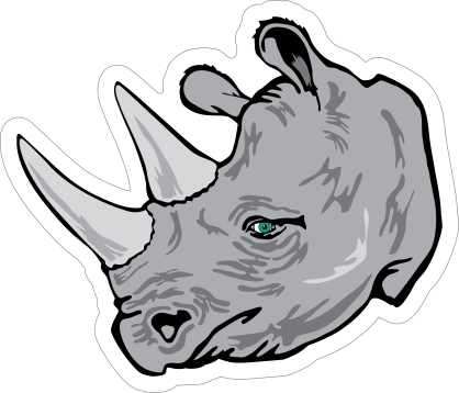 Grey Rhino Mascot Sticker