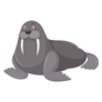 Grey Walrus Cartoon Sticker
