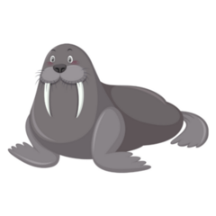 Grey Walrus Cartoon Sticker
