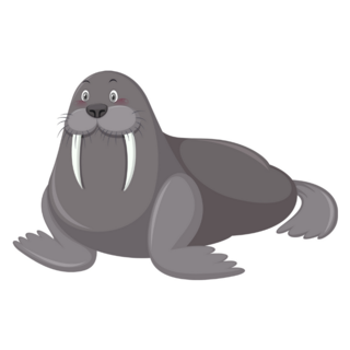 Grey Walrus Cartoon Sticker
