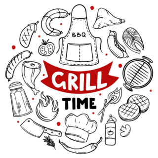Grill Time Hand-drawn Menu Items Sticker