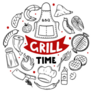 Grill Time Hand-drawn Menu Items Sticker
