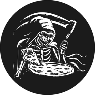 Grim Reaper Eating Pizza Sticker