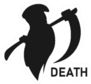 Grim Reaper Holding Scythe With Death Text Sticker