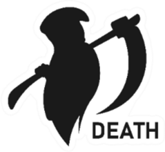 Grim Reaper Holding Scythe With Death Text Sticker