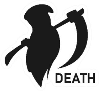 Grim Reaper Holding Scythe With Death Text Sticker
