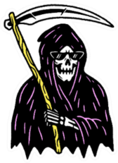 Grim Reaper With Scythe In Color Sticker