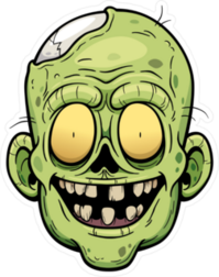 Grinning Cartoon Zombie Face Sticker